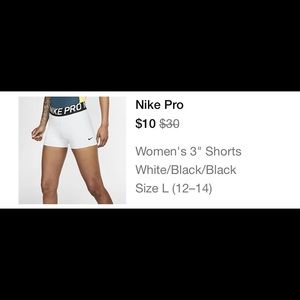Nike Pro White 3” Shorts